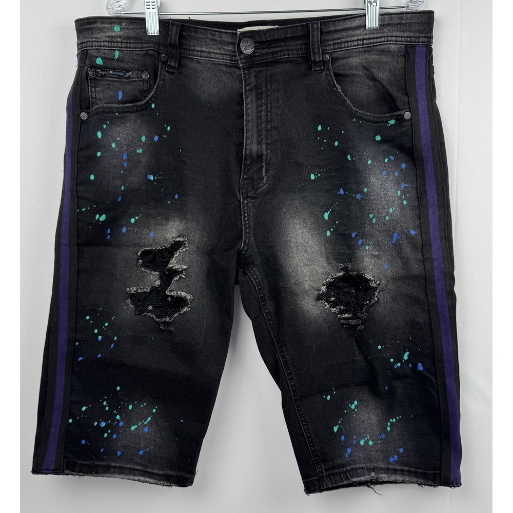Blind Denim Shorts Black‎ Grape Size 38 Hip Hop Streetwear Graffiti